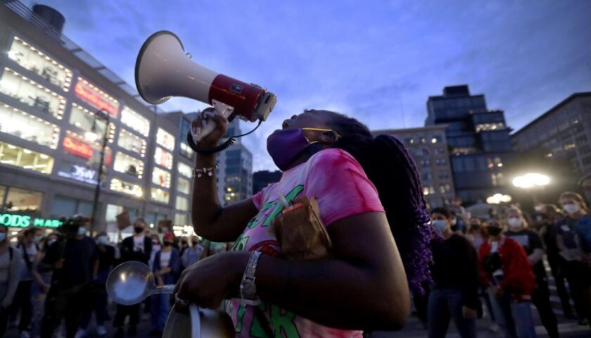 Protesters are marching through New York tonight