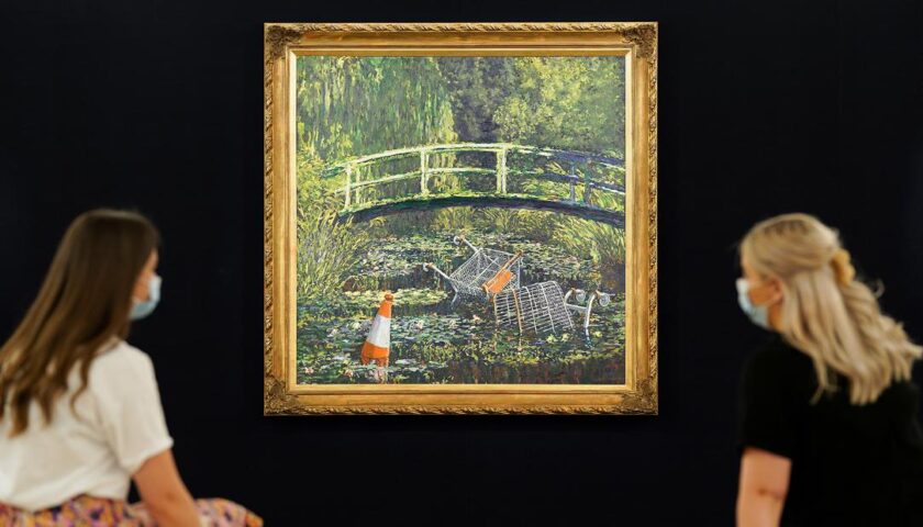 Banksy's 'Show me the Monet' painting sells for nearly $10 million