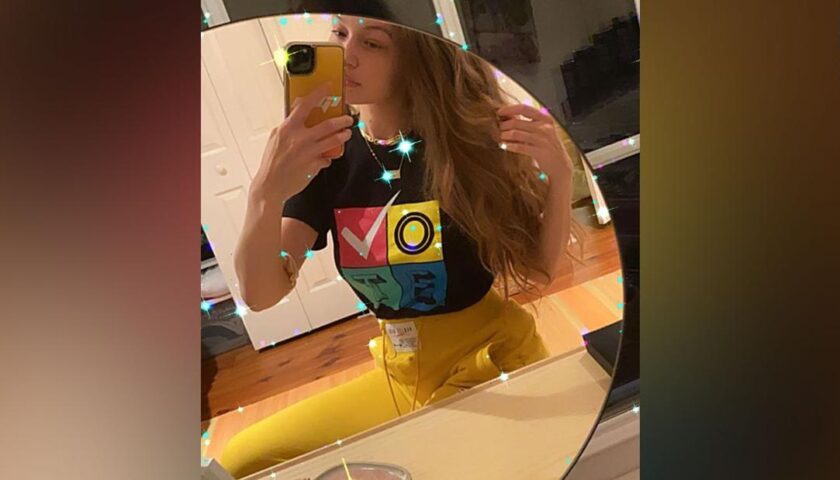 Gigi Hadid encourages voting while showing off post baby body